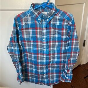 Plaid Button-Up Shirt - Blue, Red, Gray